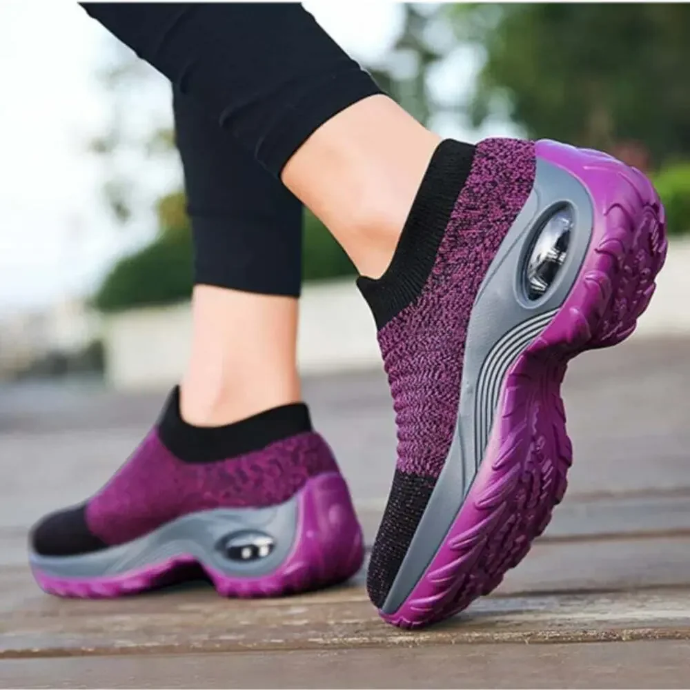 Gloryinterest Walking Shoes for Women Sock‎ Sneakers Purple US size 4.5